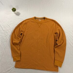Old Navy Thermal Waffle Knit Orange Long Sleeve T Shirt Size XL Soft Washed